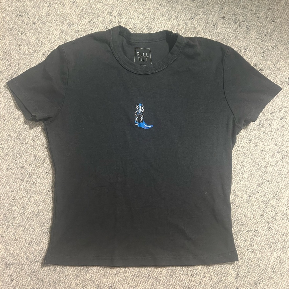 Full Tilt Black Tee with Cowboy Boot